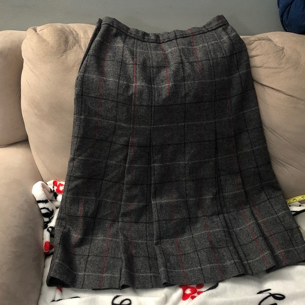 Vintage Gray Plaid Burberrys wool Skirt